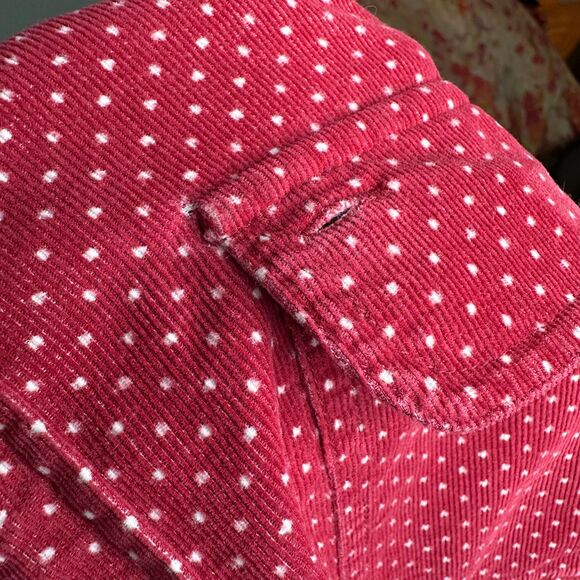 Esprit Women's Red White Polka Dot Corduroy Shirt Sz Large 80s Early 90s Vintage - Picture 11 of 12